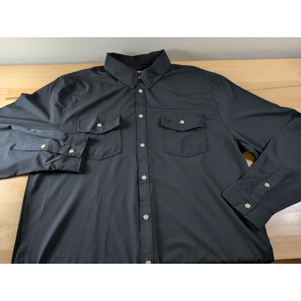 Burlebo Western Pearl Snap Shirt Mens Large Black Long Sleeve Performance NWT